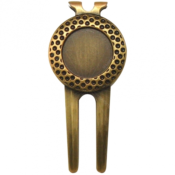 Antique brass magnetic golf divot tool