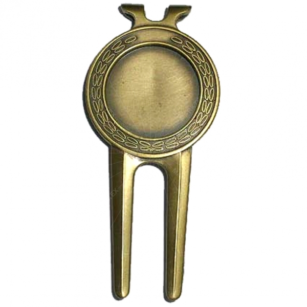 Antique brass magnetic golf divot tool