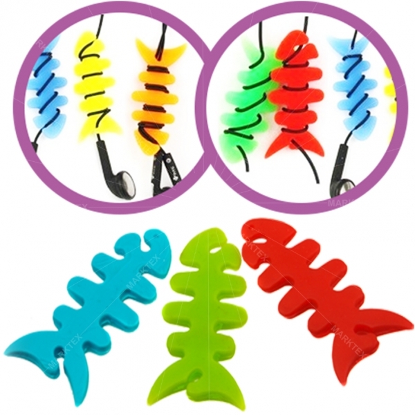 Fashion Silicone Fish Bone Earphone Cable Cord Winder