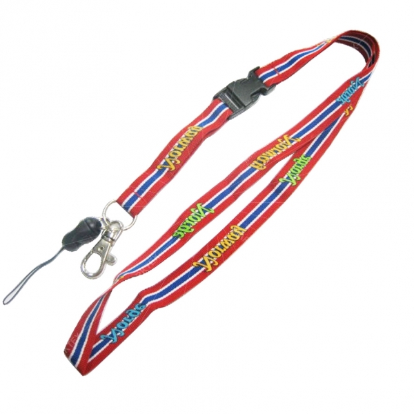 Flat type polyester color stripe lanyard