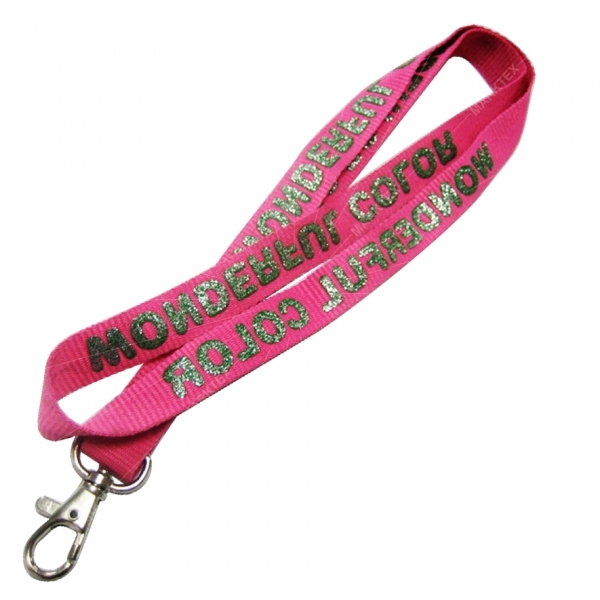 Glitter printed Flat polyester lanyard