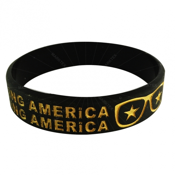 Golden color infill silicone wristband