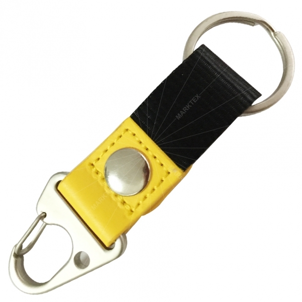 Leather keychain with webbing strap and smart turnout