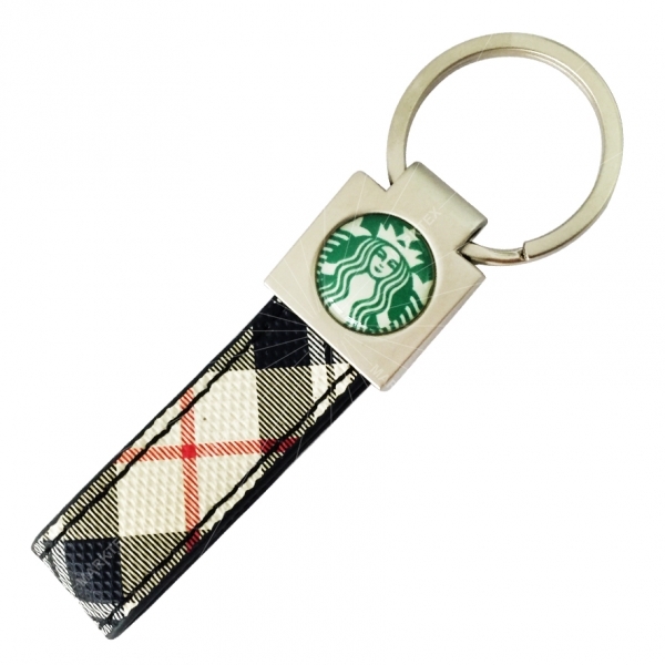 Leather loop keyring with printing logo