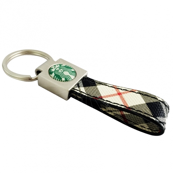 Leather loop keyring with printing logo