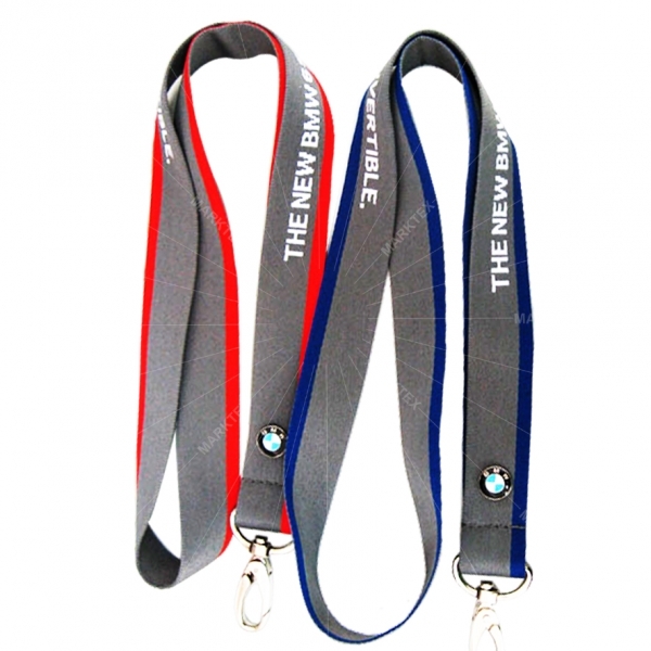 Reflective lanyard with BMW logo rivit