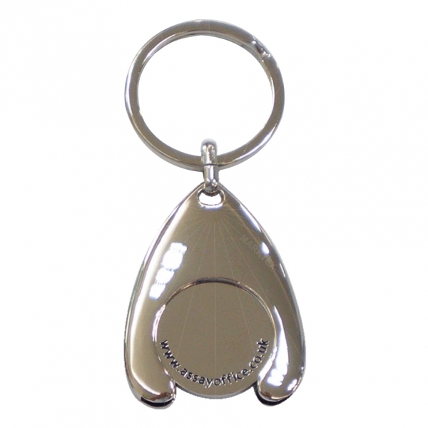 Wishbone nickel plated coin keychain