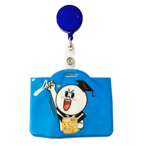 promotion plastic printed pvc id card holder with badge reel