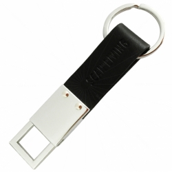 Custom logo embossed leather keychain