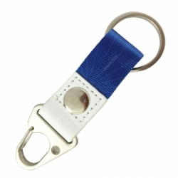 Leather keychain with webbing strap and smart turnout