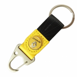 Leather keychain with webbing strap and smart turnout