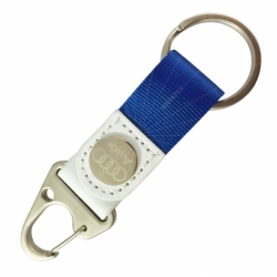 Leather keychain with webbing strap and smart turnout