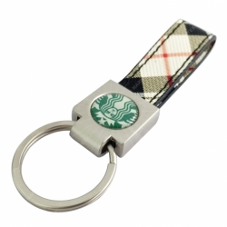 Leather loop keyring with printing logo