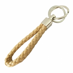 Stylish braid leather key ring key loop