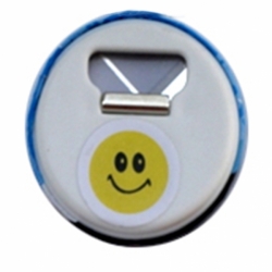 Tin button opener keychain, keyring