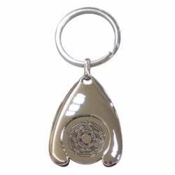 Wishbone nickel plated coin keychain