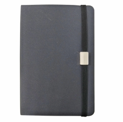 notebook with elastic band and plaque