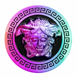 stamped badge with rainbow color